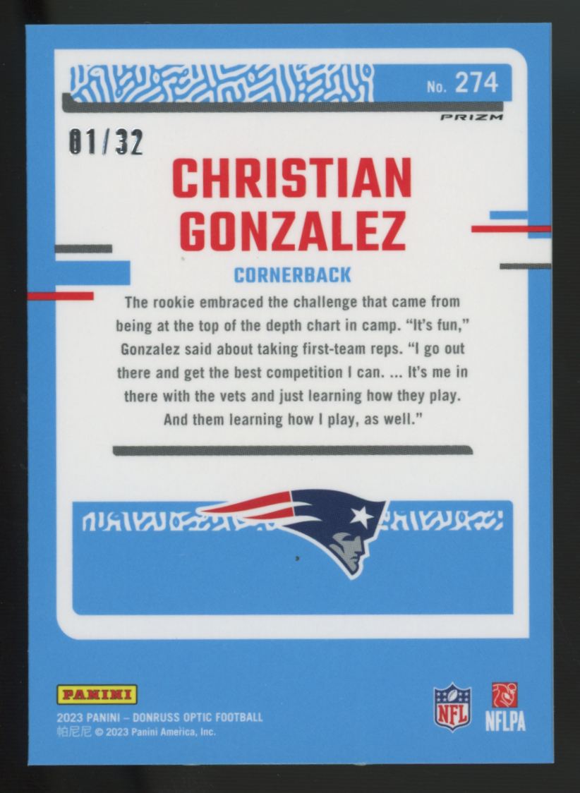 2023 Panini Donruss Optic Christian Gonzalez RC Rated Rookie Shield /32 #274