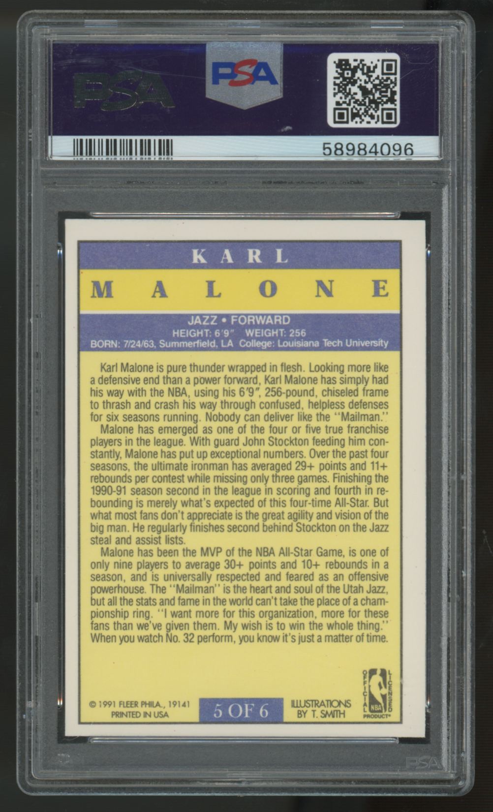 1991-92 Fleer Pro-Visions Karl Malone #5 PSA 9