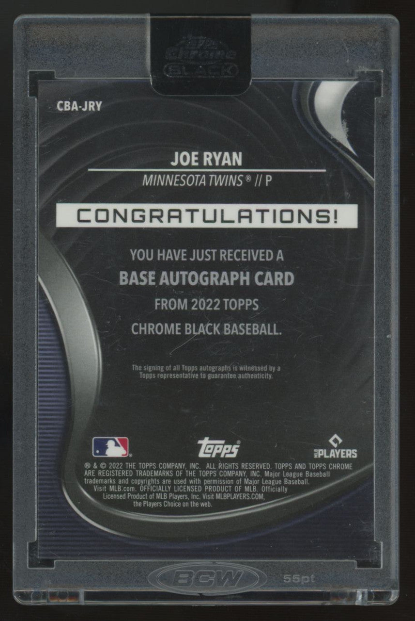 2022 Topps Chrome Black Joe Ryan RC Orange Refractor Auto /25 #CBA-JRY