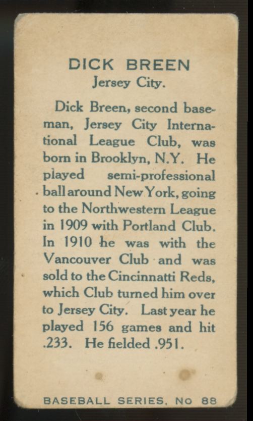 1912 C46 Imperial Dick Breen #88 G/VG