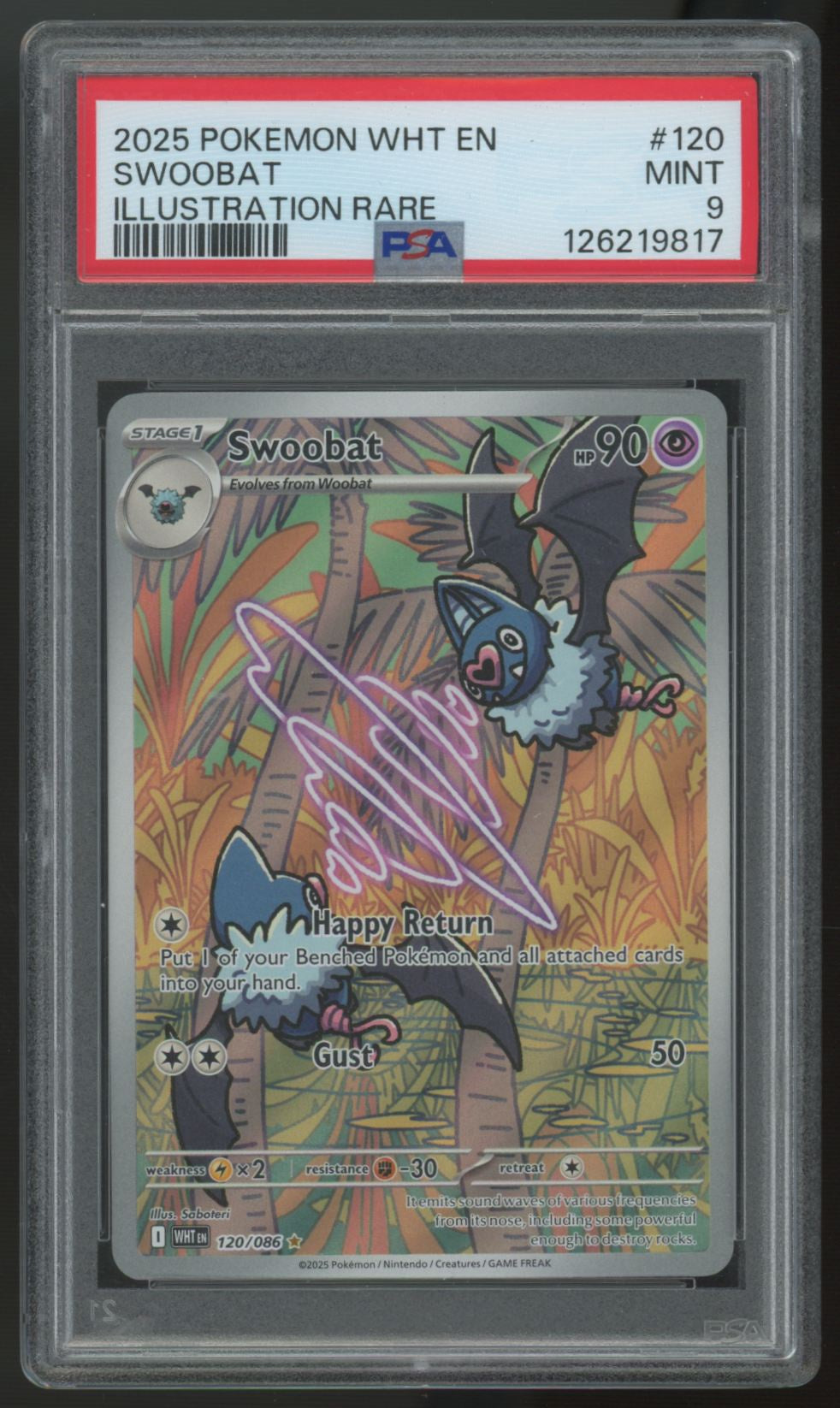 2025 Pokemon Swoobat White Flare Illustration Rare #120 PSA 9
