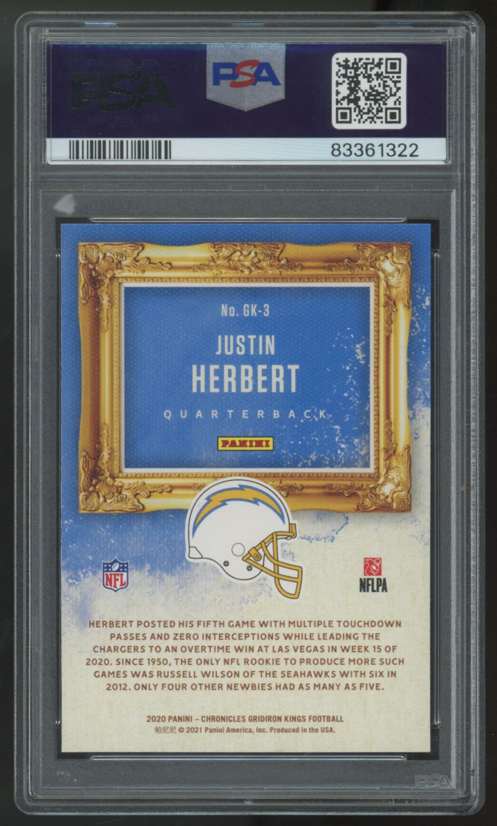 2020 Panini Chronicles Gridiron Kings Justin Herbert RC #GK-3 PSA 10