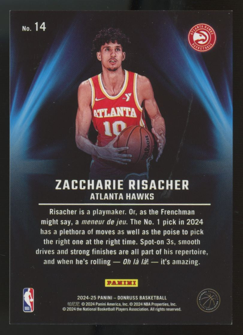 2024-25 Panini Donruss Zaccharie Risacher RC Playmakers SSP #14