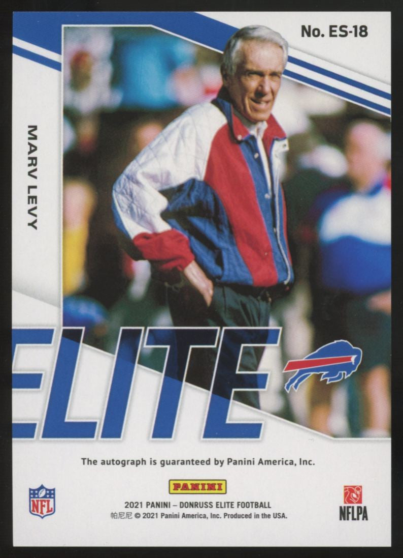 2021 Panini Donruss Elite Marv Levy Auto /99 #ES-18