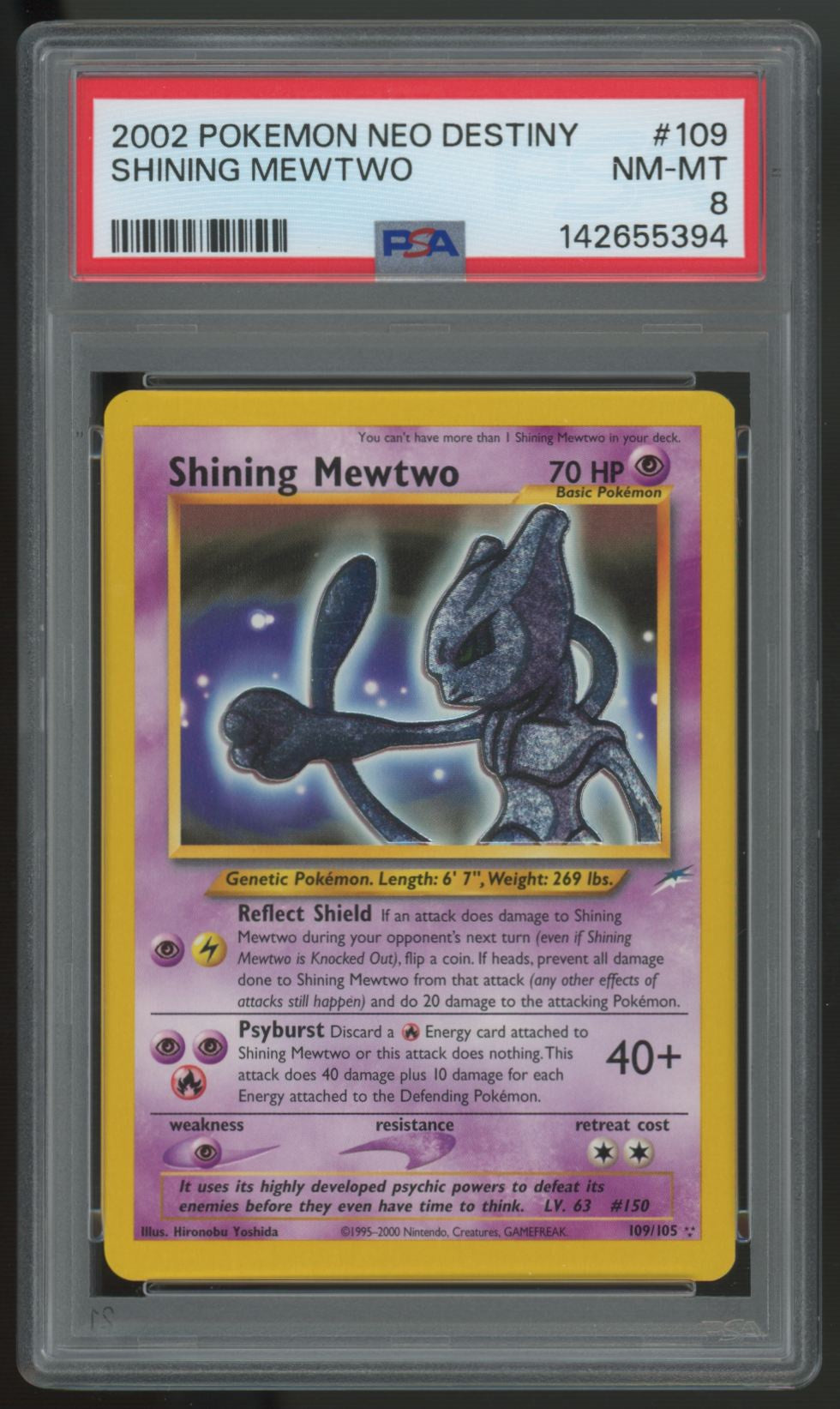 2002 Pokemon Shining Mewtwo Neo Destiny Holo #109 PSA 8
