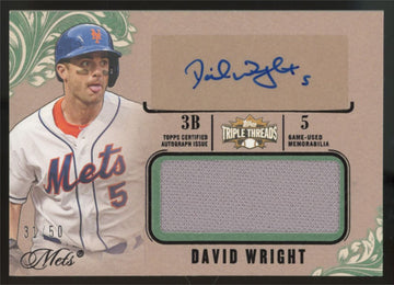 2014 Triple Threads David Wright Unity Auto Jumbo Patch Emerald /50 #UAJR-DW