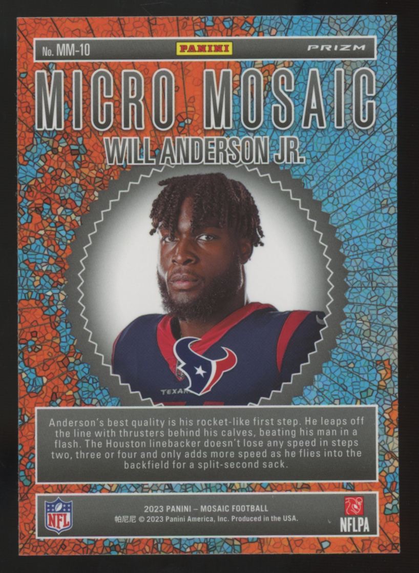 2023 Panini Mosaic Will Anderson Jr. RC Micro Mosaic SSP #MM-10