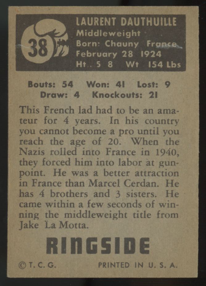1951 Topps Ringside Laurent Dauthuille #38 EX