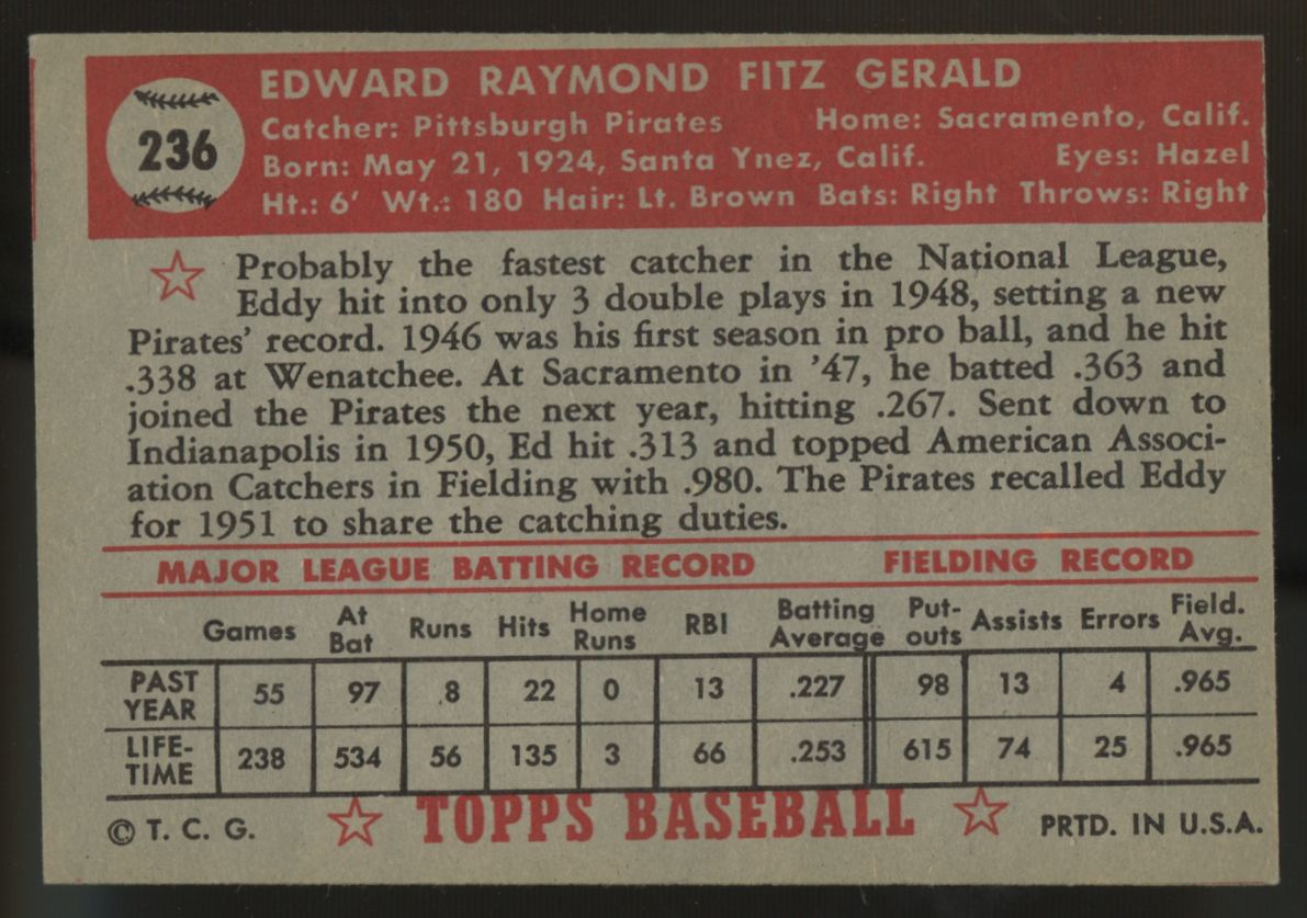 1952 Topps Ed Fitz Gerald #236 EX/MT