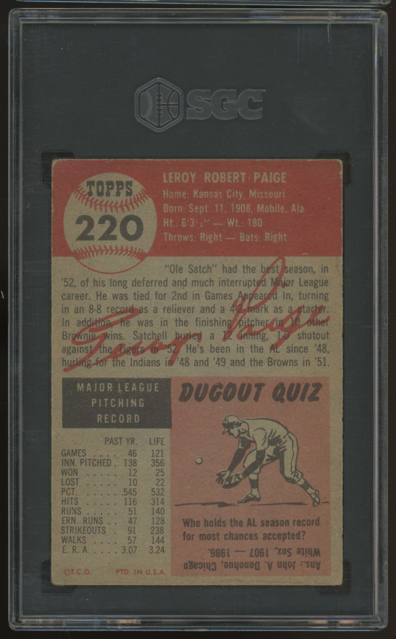 1953 Topps Satchell Paige #220 SGC 2 *084