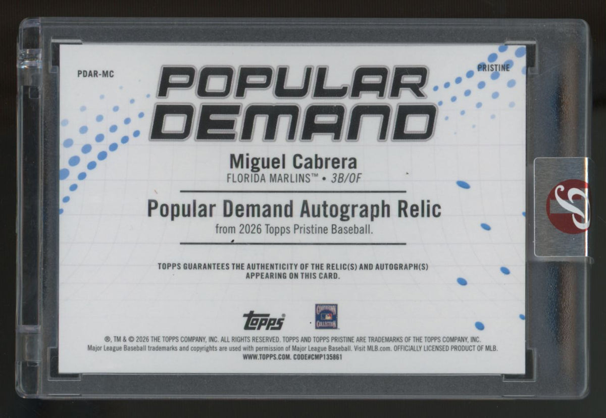 2026 Topps Pristine Miguel Cabrera Popular Demand Patch Auto /75  #PDAR-MC