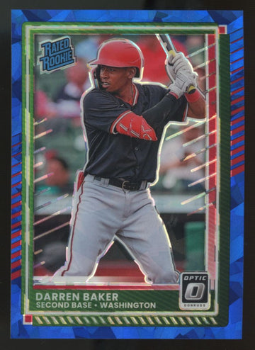 2025 Panini Donruss Optic Darren Baker Rated Rookie Blue Cracked Ice /15 #43