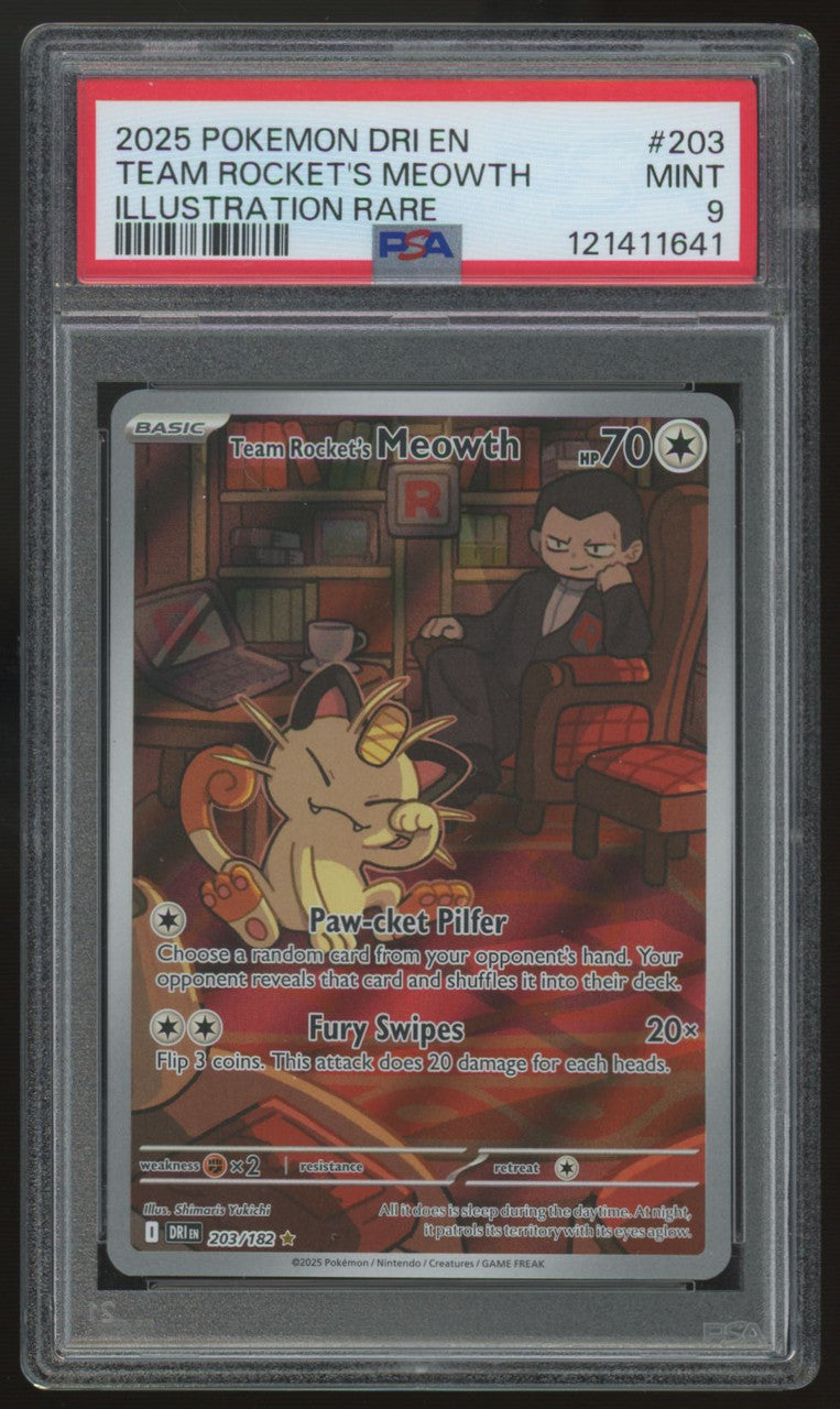 2025 Pokemon Team Rocket's Meowth Destined Rivals Illustration Rare #203 PSA 9