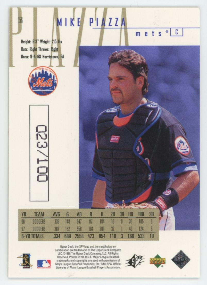 1998 SPx Finite Mike Piazza Radiance Cornerstones Of the Game /100 #356