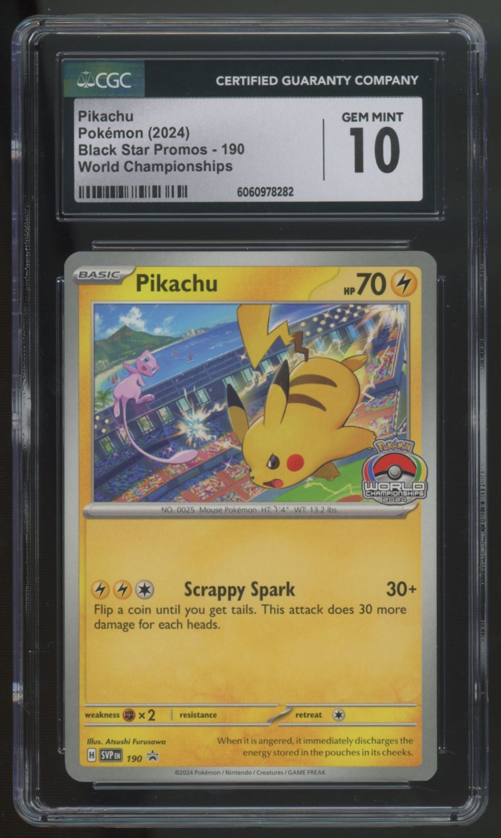 2024 Pokemon Pikachu World Championships Promo #190 CGC 10 (C)