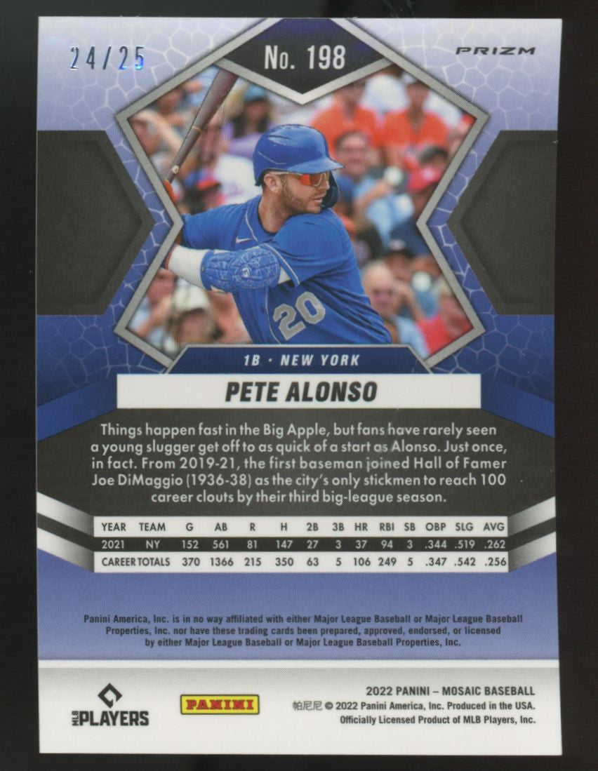 2022 Mosaic Pete Alonso Orange Fluorescent /25 #198