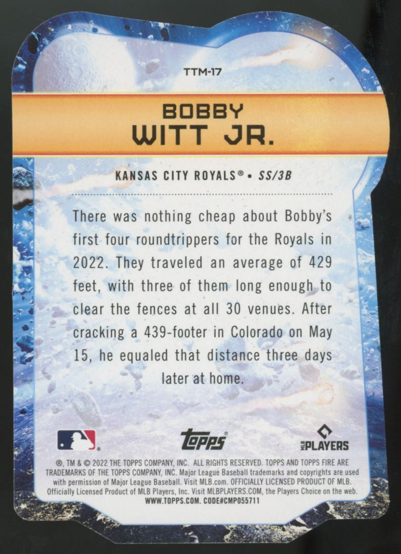2022 Topps Fire Bobby Witt Jr. RC To The Moon Gold Minted #TTM-17
