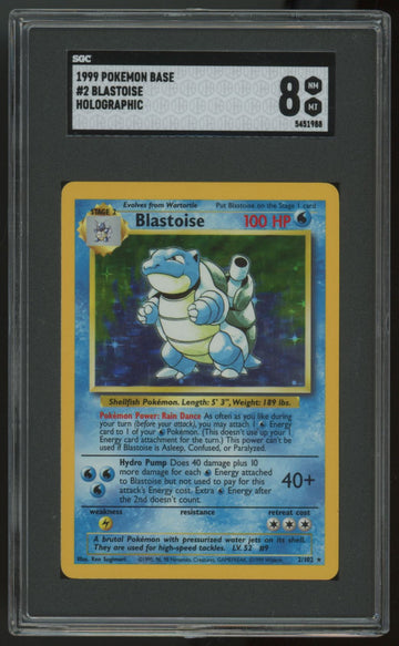 Pokemon Blastoise Base Set Unlimited Holo #2 SGC 8