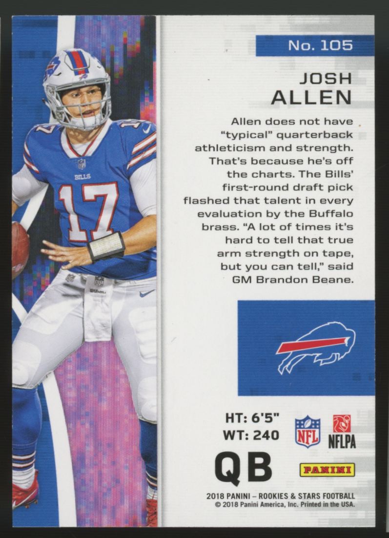 2018 Rookies & Stars Josh Allen RC #105 "B"