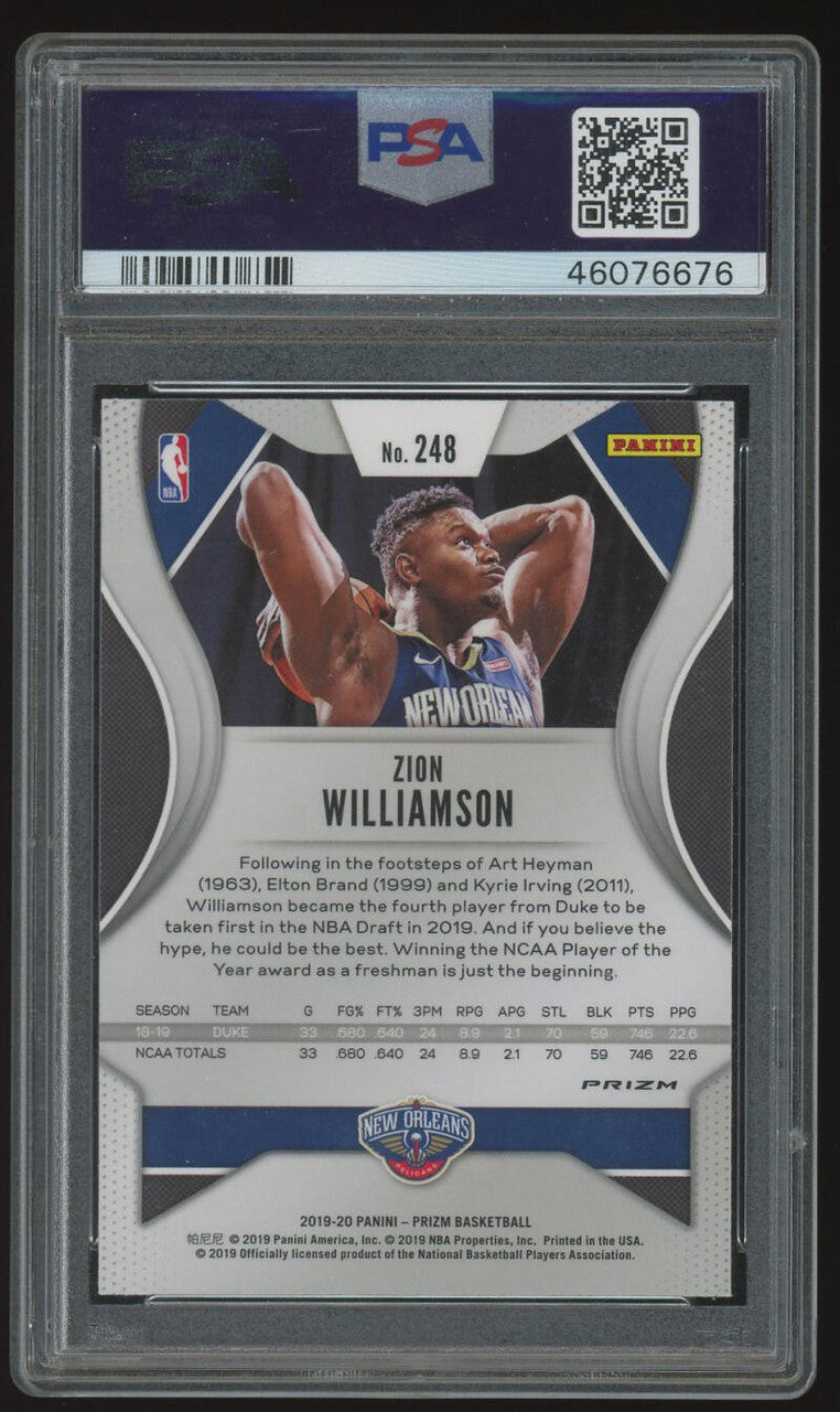 2019-20 Panini Prizm Ruby Wave #248 Zion Williamson RC Rookie Pelicans PSA 9 MINT