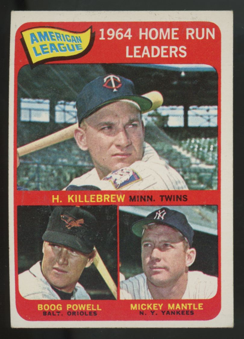 1965 Topps Killebrew/Powell/Mantle '64 Home Run Leaders #3 EX