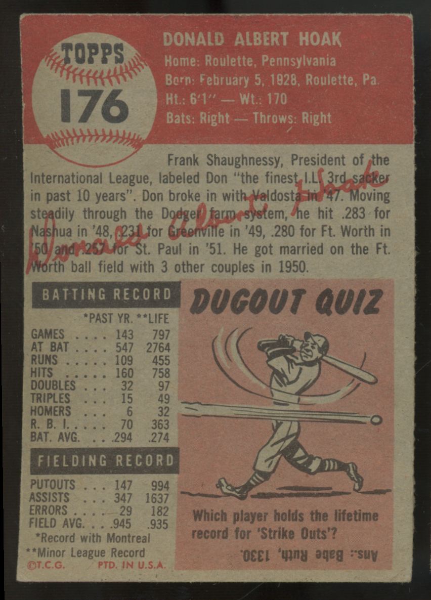 1953 Topps Don Hoak #176 VG/EX