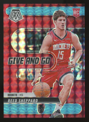 2024-25 Panini Mosaic Reed Sheppard RC Give And Go Blue Fluorescent /30 #7