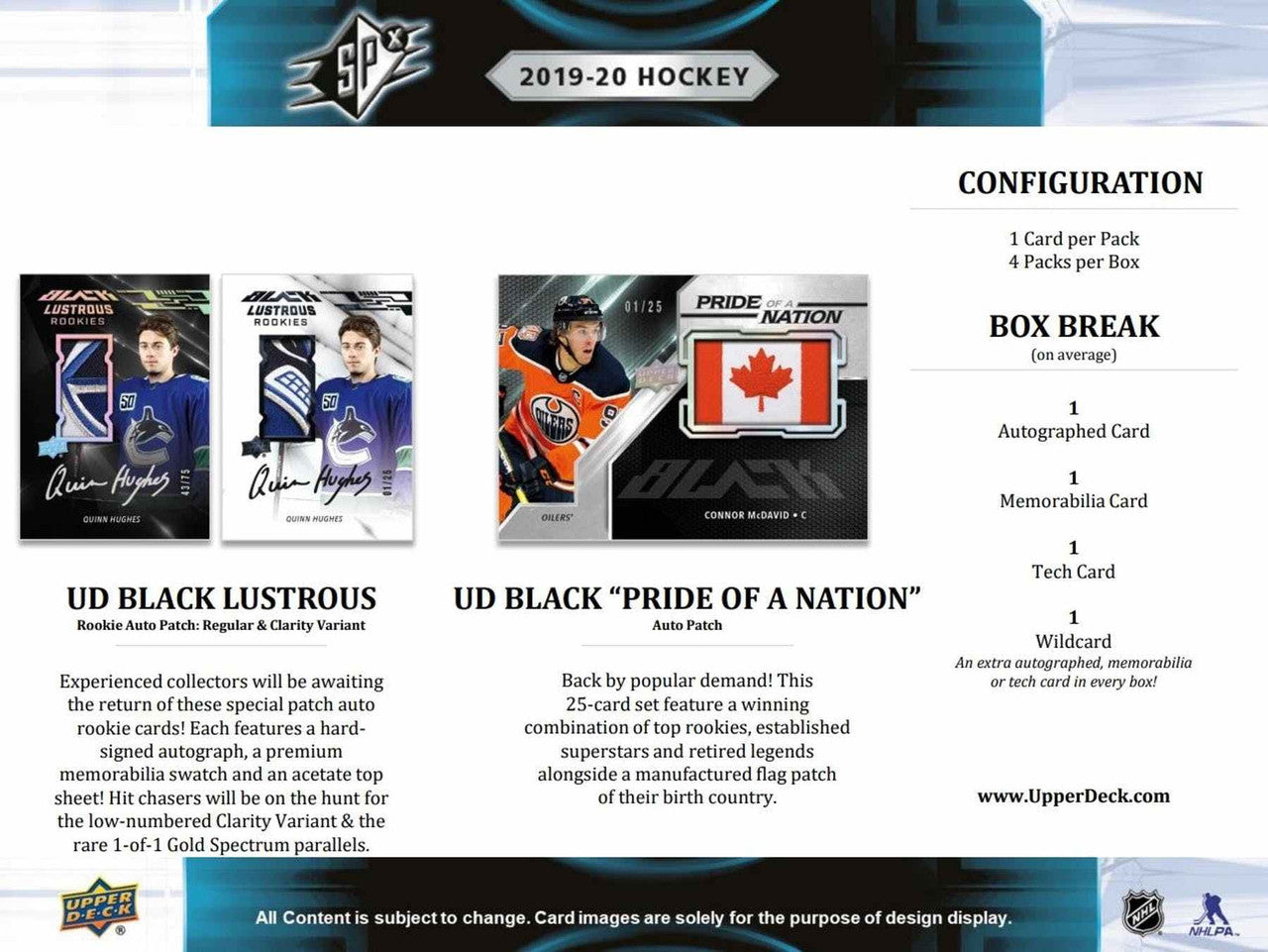 2019/20 Upper Deck SPx Hockey Hobby Box