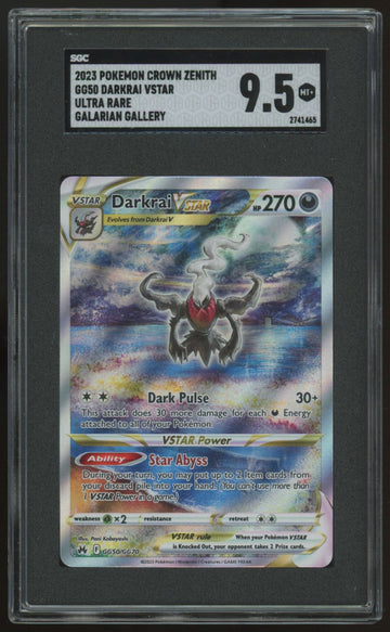 2023 Pokemon Darkrai Vstar Crown Zenith Galarian Gallery Ultra Rare GG50 SGC 9.5