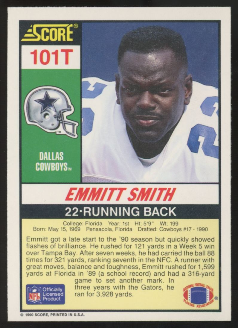 1990 Score Supplemental Emmitt Smith RC #101T