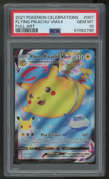 2021 Pokemon Flying Pikachu VMAX Celebrations Full Art #007 PSA 10