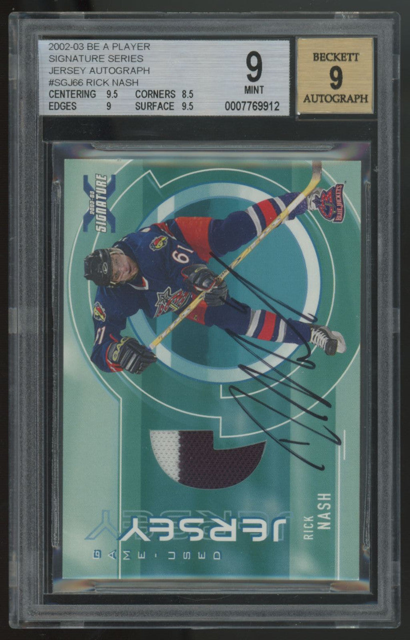 2002-03 ITG Be A Player Rick Nash RC Patch Auto RPA /10 #SGJ-66 BGS 9 9