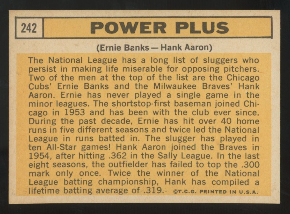 1963 Topps Ernie Banks/ Hank Aaron Power Plus #242 EX