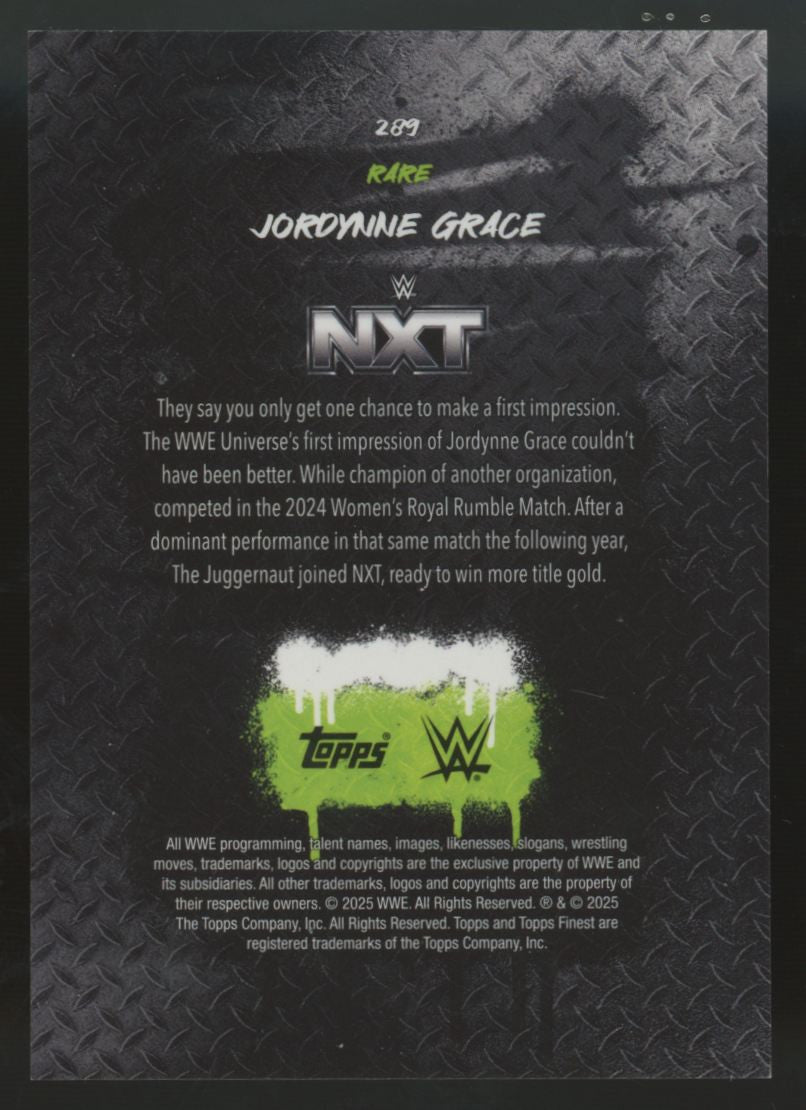 2025 Topps Finest WWE Jordynne Grace RC Rare Black Refractor /15 #289