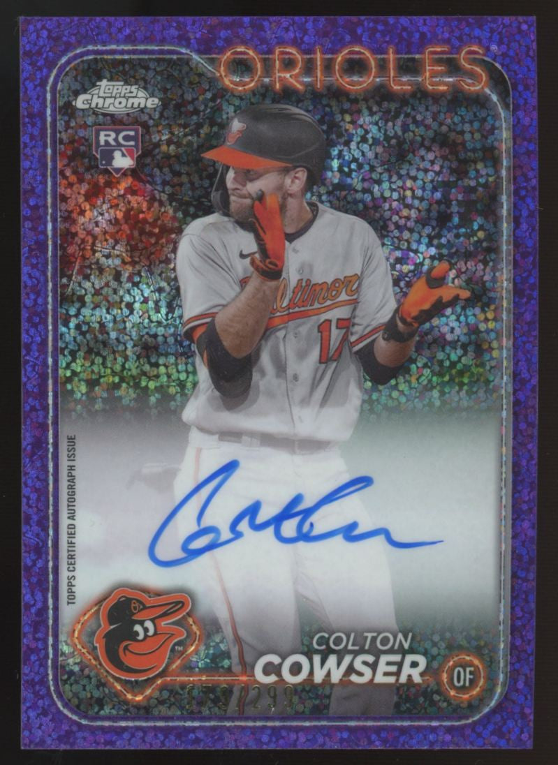 2023 Topps Chrome Colton Cowser RC Purple Speckle Refractor Auto /299 #RA-CC