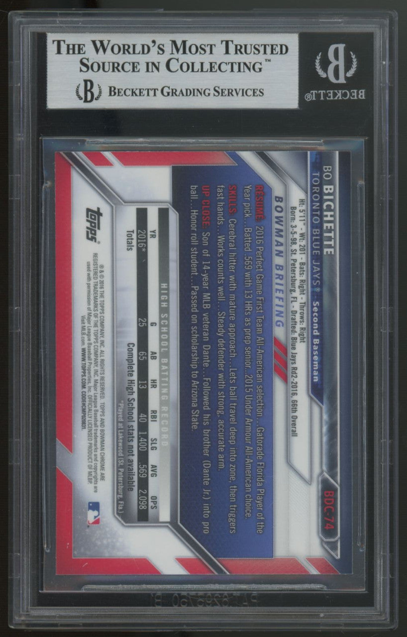2016 Bowman Chrome Draft Bo Bichette 1st #BDC-74 Signed Autographed BAS