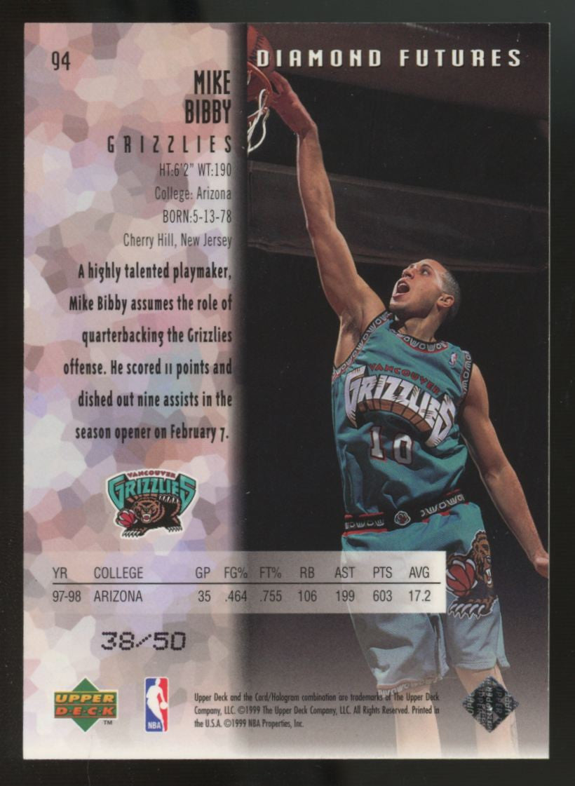 1998-99 Upper Deck Black Diamond Mike Bibby RC Diamond Futures Quadruple /50 #94