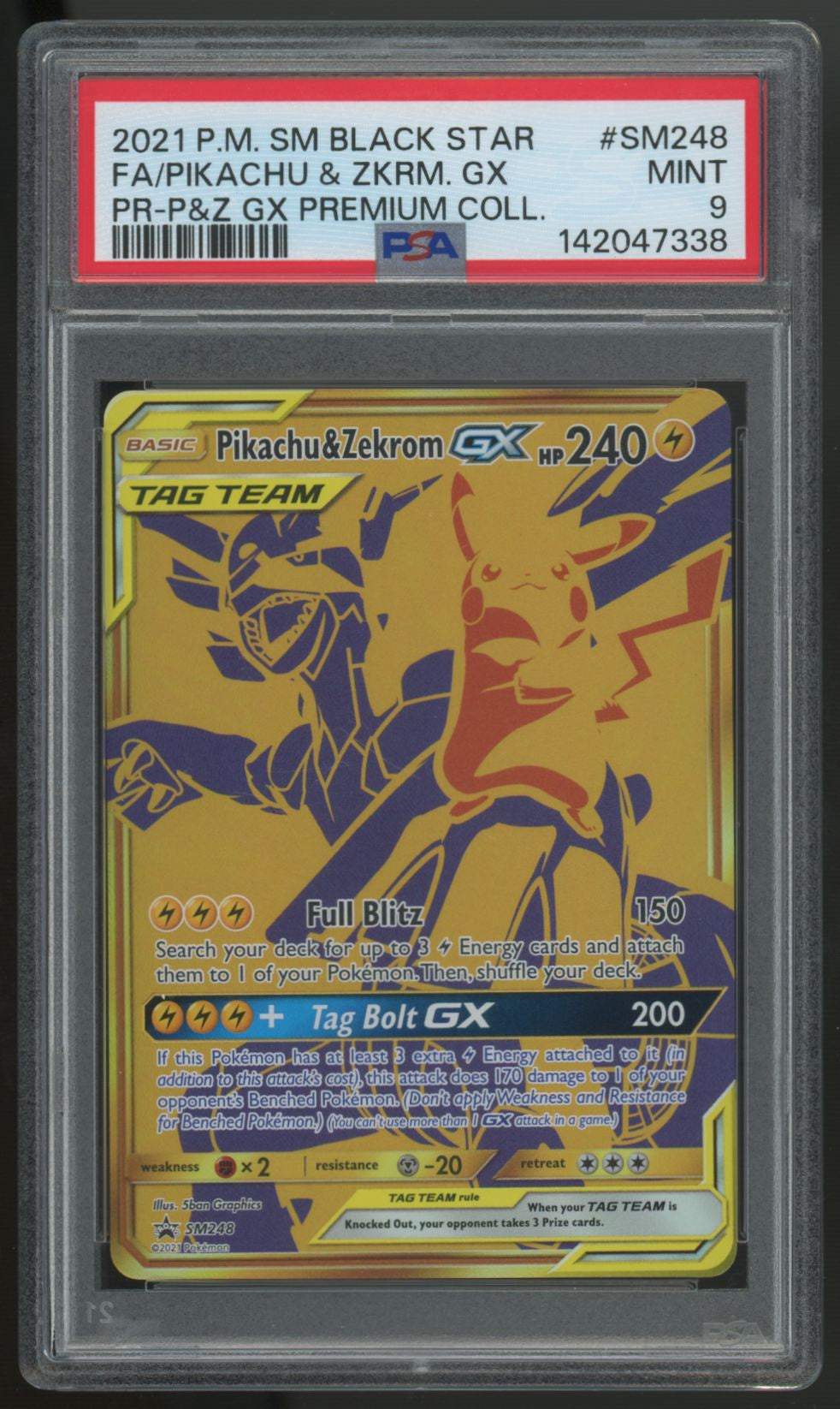 2021 Pokemon Pikachu & Zekrom GX Full Art Promo #SM248 PSA 9