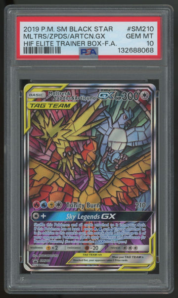 2019 Pokemon Moltres & Zapdos & Articuno GX ETB Promo #SM210 PSA 10 (C)