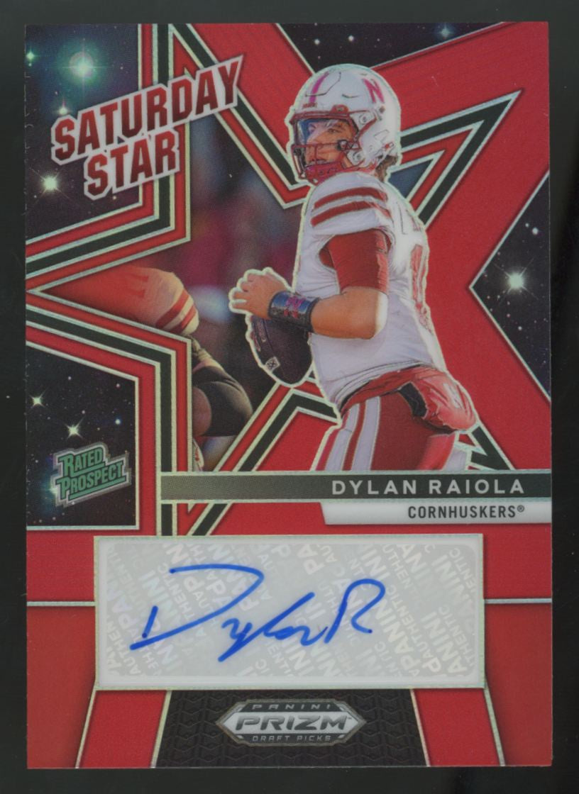 2025 Panini Prizm Draft Dylan Raiola Rated Prospect Red Saturday Star Auto /100