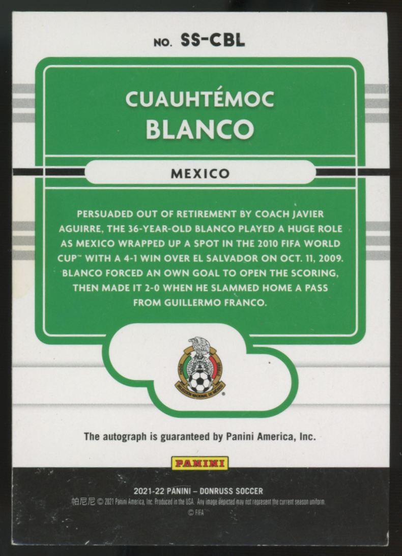2021-22 Panini Donruss Soccer Cuauhtemoc Blanco Signature Series Auto #SS-CBL