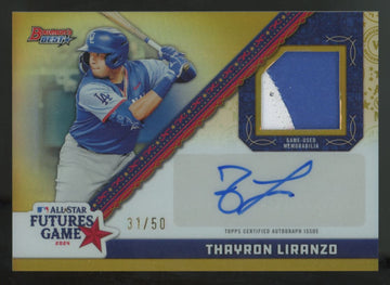 2024 Bowman's Best Thayron Liranzo Gold All Star Futures Patch Auto /50 #FGRA-TL