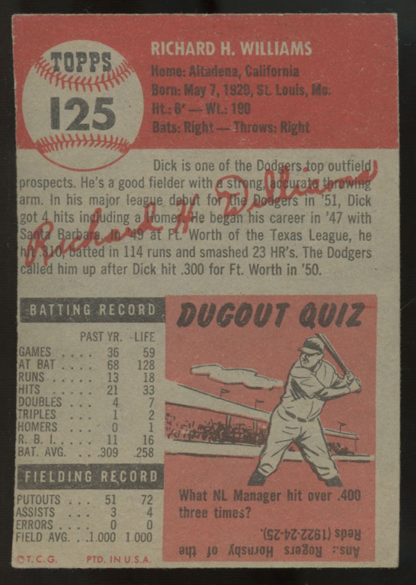 1953 Topps Dick Williams #125 VG