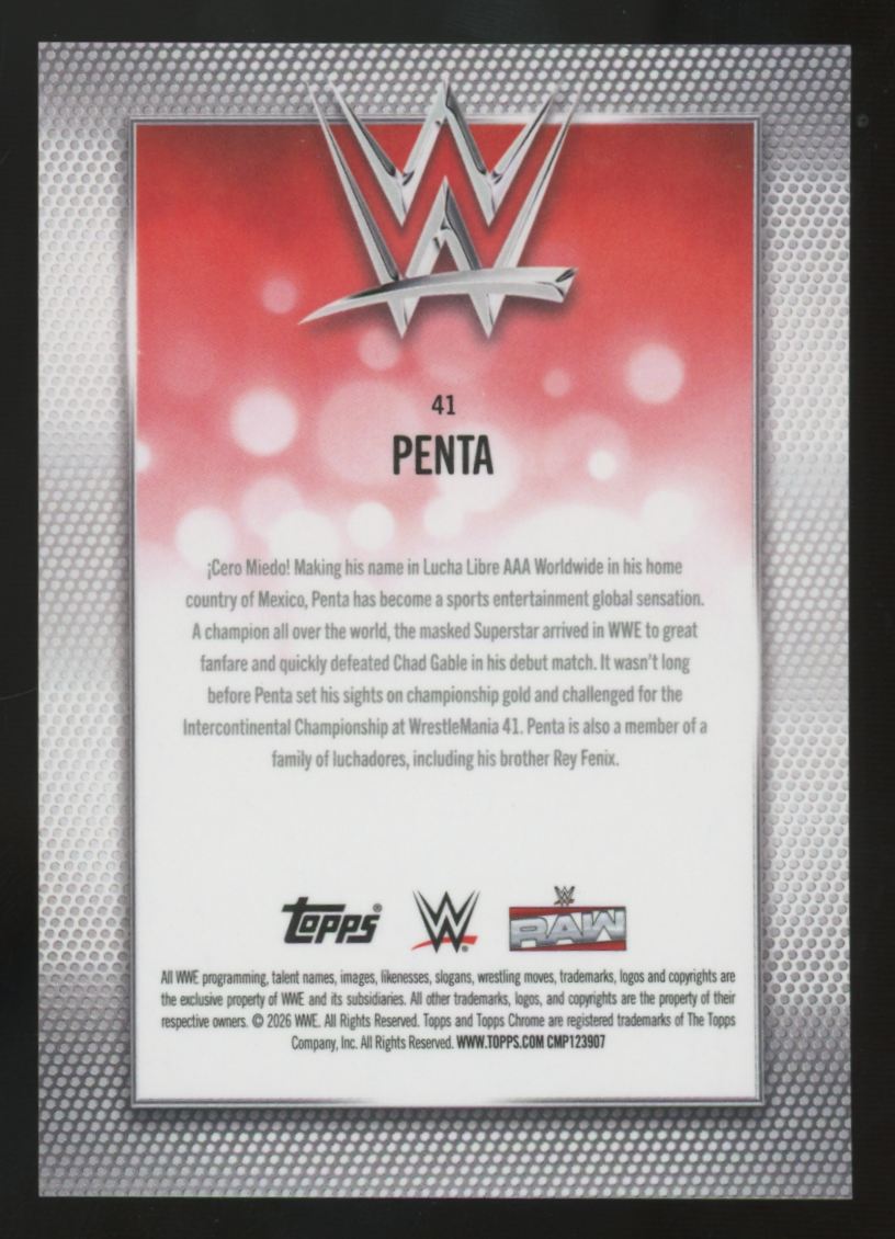 2026 Topps Chrome WWE Penta Orange Mini-Diamond /25 #41