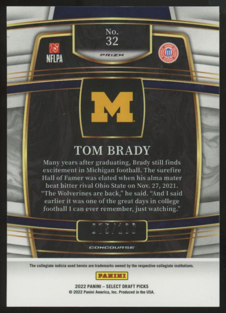 2022 Panini Select Draft Tom Brady Concourse Black & Gold Squares /100 #32