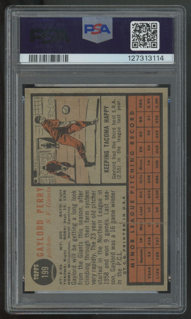 1962 Topps Gaylord Perry RC Star Rookie #199 PSA 5 *114