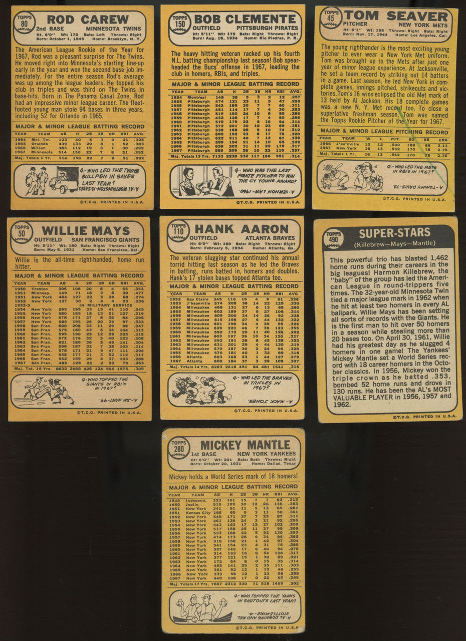 1968 Topps Baseball Complete Set (598) VG-EX Overall Ryan Bench RC