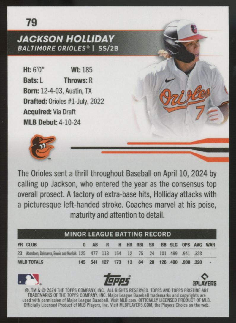 2024 Topps Pristine Jackson Holliday RC Green /150 #79