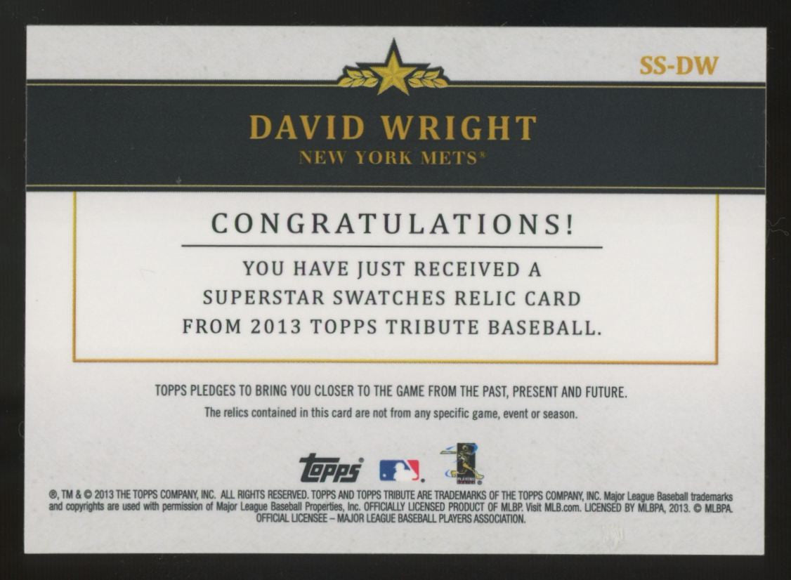 2013 Topps Tribute David Wright Red Superstar Swatches Dual Patch /10 #SS-DW