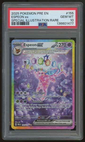 2025 Pokemon Espeon ex Prismatic Evolutions SIR #155 PSA 10